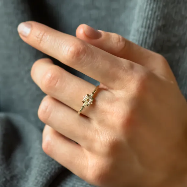 Originální zlatý prsten s baguette moissanity VANE Image