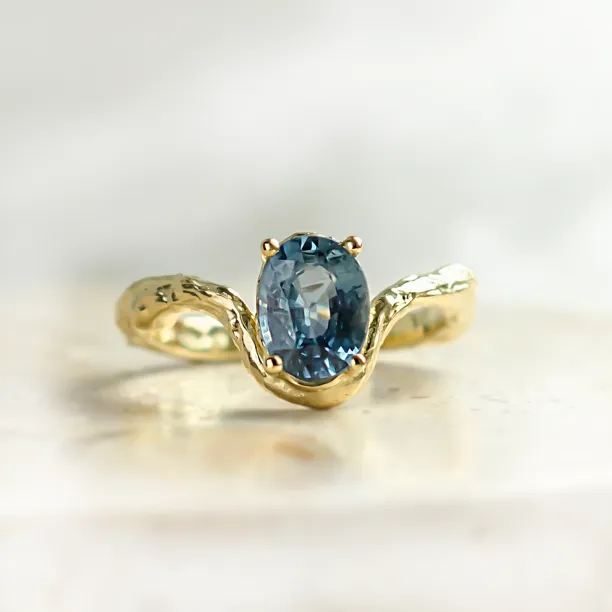 Unique oval blue sapphire ring KIARA Image