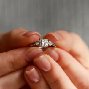 NOEL gold engagement ring with princess diamond Thumbnail