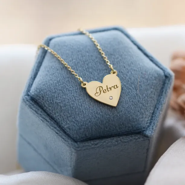 JENI gold diamond pendant with your name carved on Image