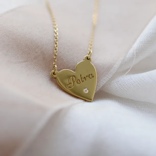 JENI gold diamond pendant with your name carved on Image