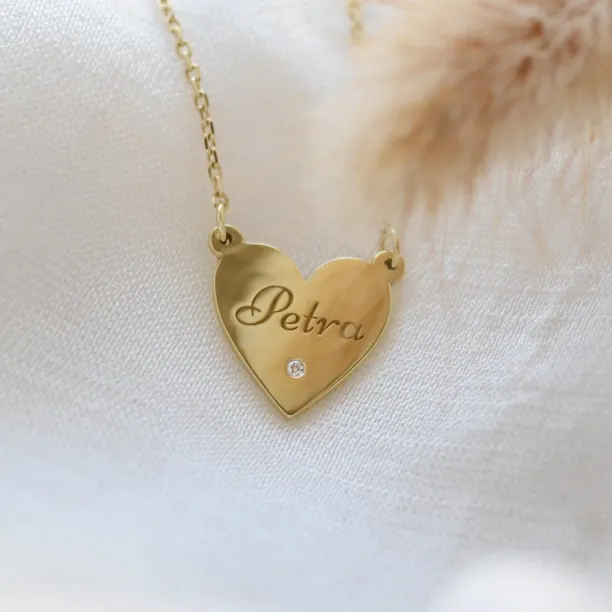 JENI gold diamond pendant with your name carved on Image