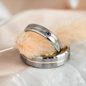 Zlaté snubní prsteny s diamantem pokryté černým rhodiem MOON Thumbnail