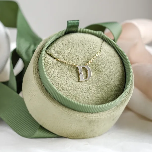 Zlatý náhrdelník s písmenkem a diamantem VERTE Image