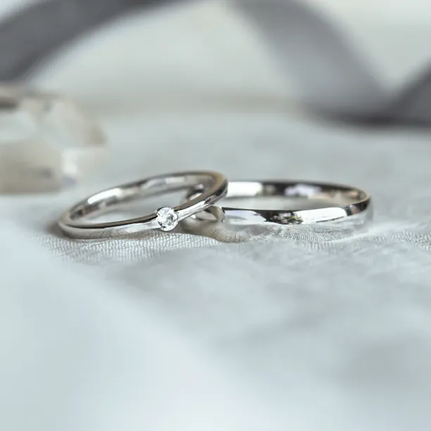 Jednoduché zlaté snubní prsteny s diamantem TAUPE Image