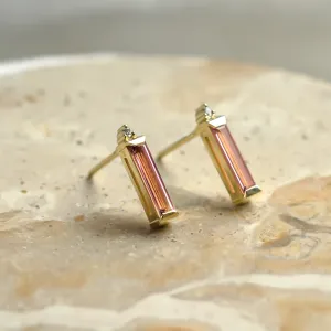 Geometrické náušnice s růžovými safíry a diamanty QUINN Thumbnail