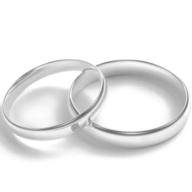D-SHAPE white gold wedding rings with diamond CHICAGO Image