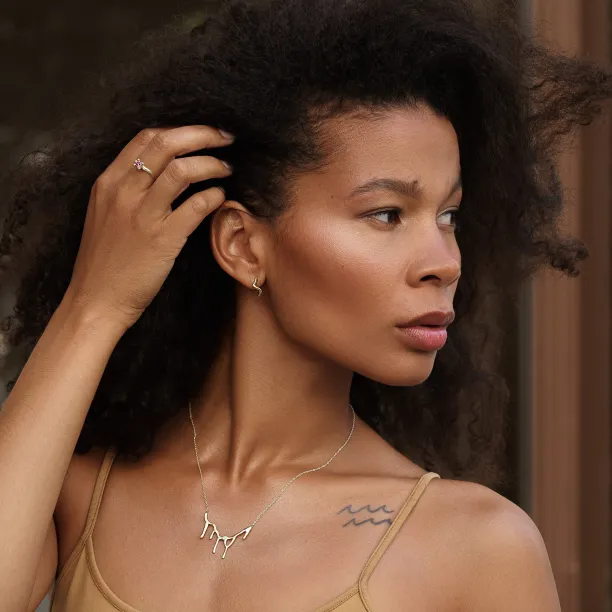 Pink lab grown diamond twig engagement ring ROWIK Image