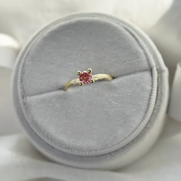 Pink lab grown diamond twig engagement ring ROWIK Image