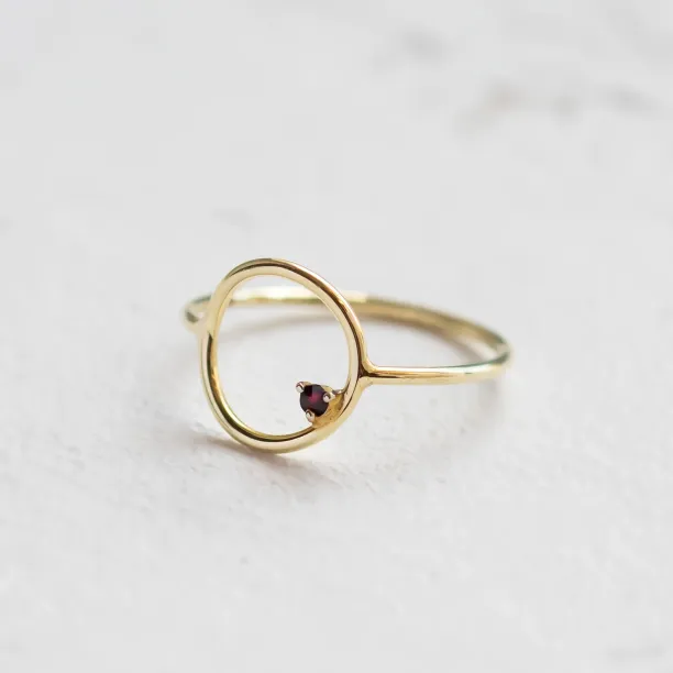 Red garnet minimalist ring MERIDAL Image