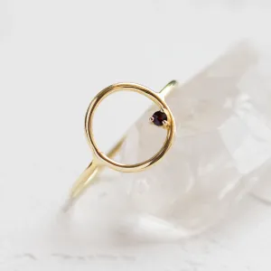 Red garnet minimalist ring MERIDAL Thumbnail