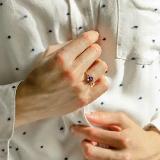 Vintage prsten s tanzanitem a diamanty BRIGHT Image