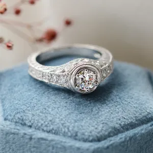 Zlatý zásnubní vintage prsten s diamanty 0.68ct OSLO Thumbnail