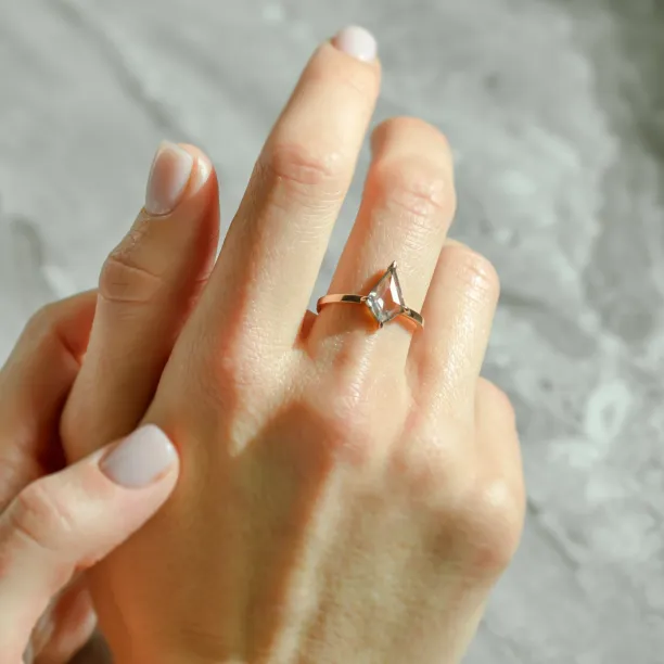 Unique lab-grown salt and pepper diamond engagement ring CASEY Image