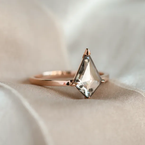 Unique lab-grown salt and pepper diamond engagement ring CASEY Image