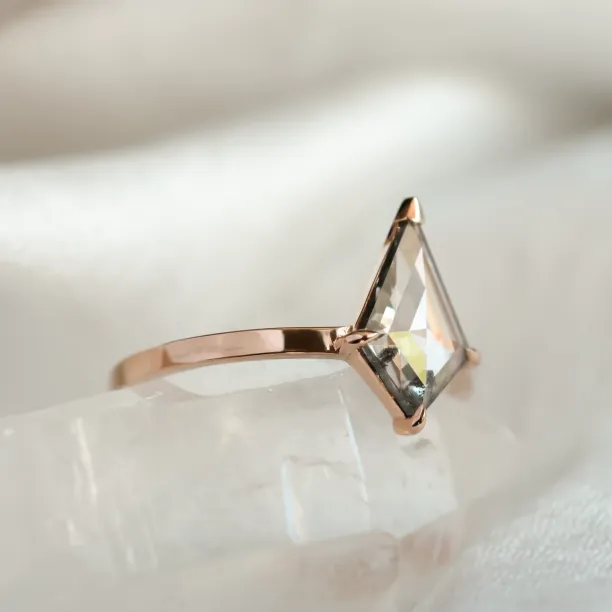 Unique lab-grown salt and pepper diamond engagement ring CASEY Image