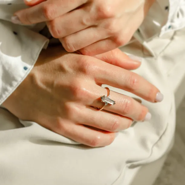 Ring with lab-grown salt and pepper diamond and classic diamonds GOTH Image