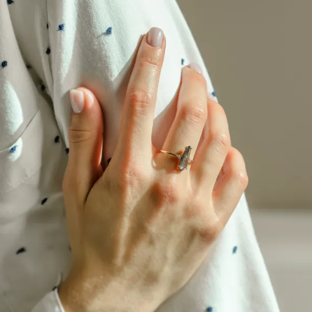 Ring with lab-grown salt and pepper diamond and classic diamonds GOTH Image