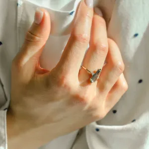Ring with lab-grown salt and pepper diamond and classic diamonds GOTH Thumbnail