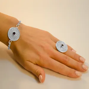 Prsten ve stylu mayského kalendáře s českým granátem nebo zirkonem OTRA Thumbnail