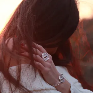 Prsten ve stylu mayského kalendáře s českým granátem nebo zirkonem OTRA Thumbnail