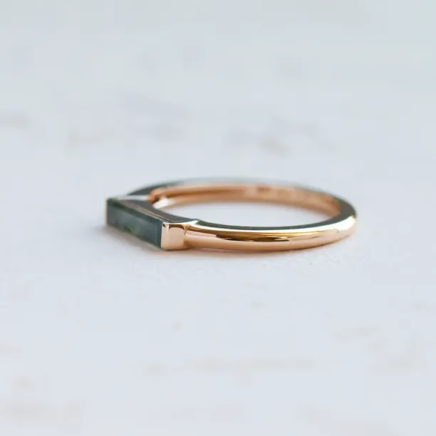 Moss agate gold ring CATHIE Image