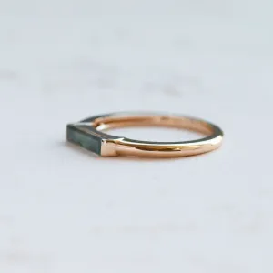 Moss agate gold ring CATHIE