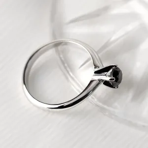 Platinum engagement ring with black diamond FLORA Thumbnail