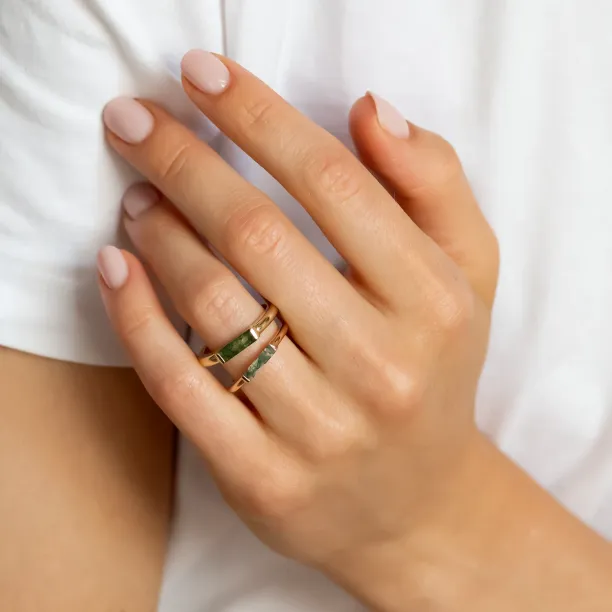 Moss agate gold ring CATHIE Image