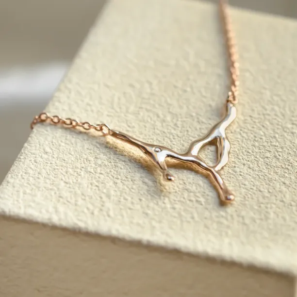 Dripping liquid necklace with diamond MADELEINE Image