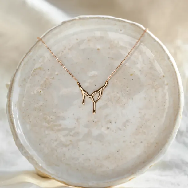 Dripping liquid necklace with diamond MADELEINE Image