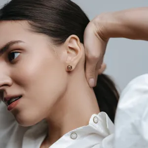 Gold hexagonal earrings with removable gemstone SAM