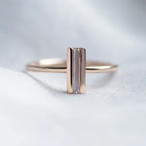 Unique baguette moissanite engagement ring KATY