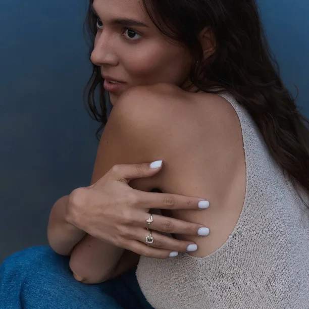 Art deco prsten s lab grown diamanty v růžové a bílé barvě MOANA Image