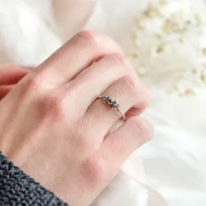 Atypické snubní prsteny s černými diamanty a černým rhodiem DUE Thumbnail