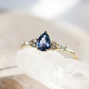 Blue sapphire and diamond engagement ring EVELYN