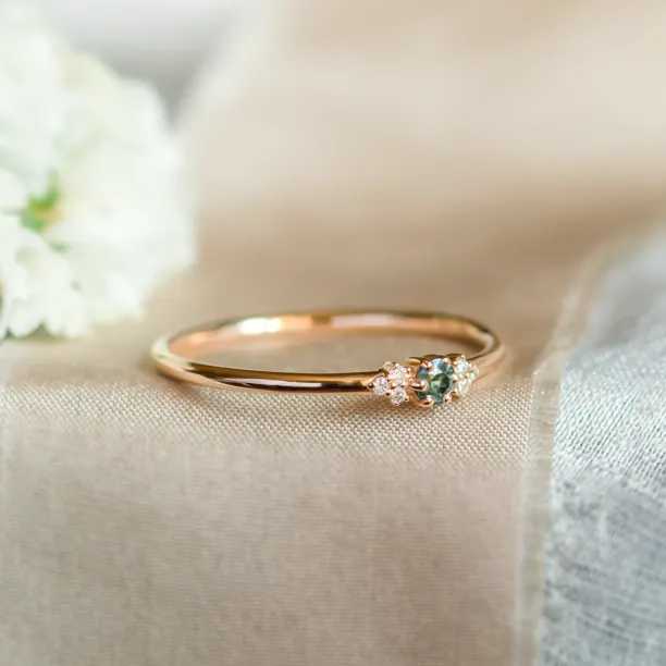 Minimalistický prsten se safírem a diamanty SABINE Image