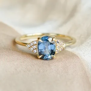 Blue sapphire and diamond engagement ring STEFANIE