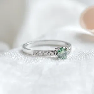 Gold teal moissanite ring with side moissanites CAPRI Thumbnail