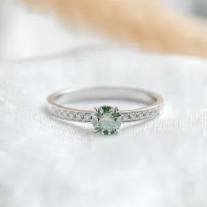Gold teal moissanite ring with side moissanites CAPRI Thumbnail