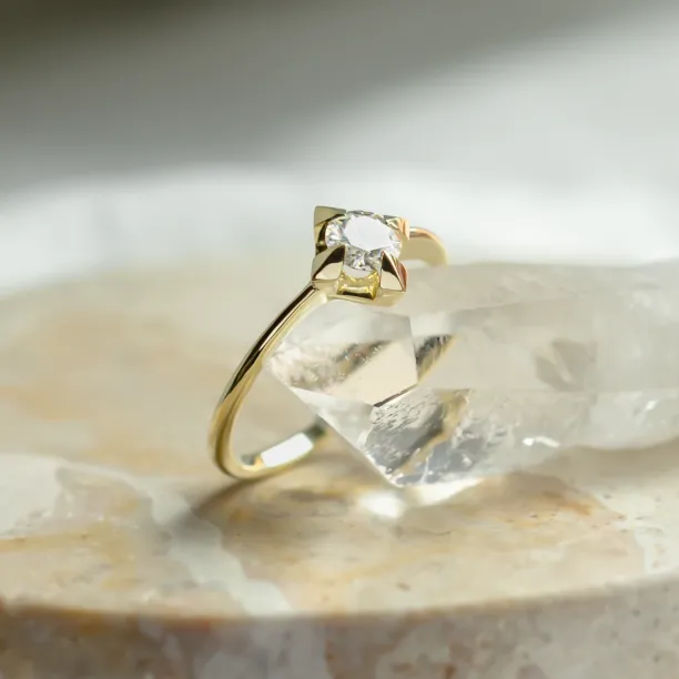 Gold engagement ring with moissanite JETT Image