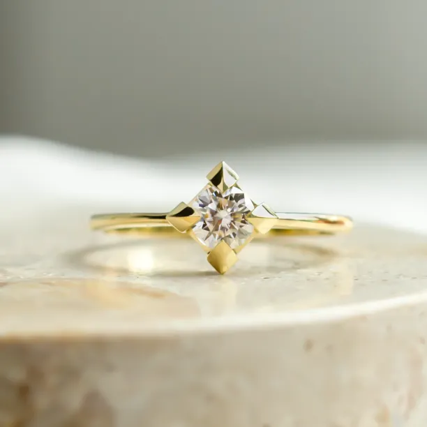 Gold engagement ring with moissanite JETT Image