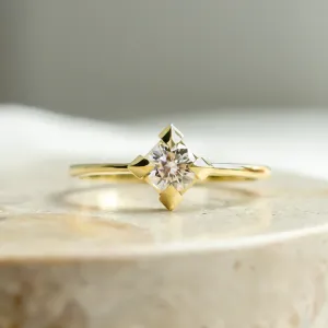 Gold engagement ring with moissanite JETT Thumbnail