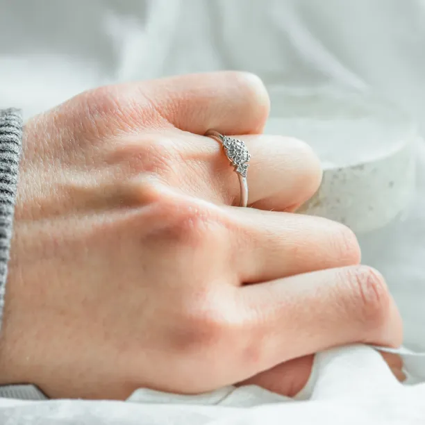 Gold engagement ring with pavé moissanites BOOGIE Image