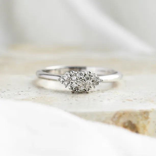 Gold engagement ring with pavé moissanites BOOGIE Image