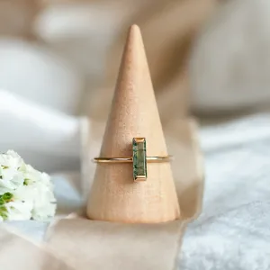 Minimalist moss agate ring HERMIONE Thumbnail
