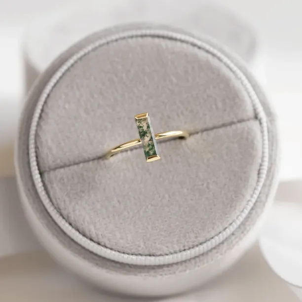 Minimalist moss agate ring HERMIONE Image