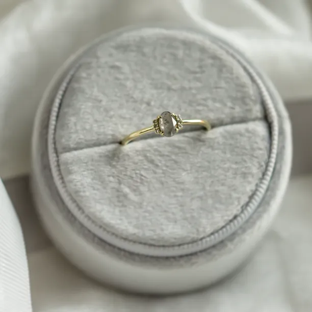 Vintage engagement ring with salt and pepper diamond and classic diamonds KYLA Image