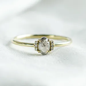 Vintage engagement ring with salt and pepper diamond and classic diamonds KYLA