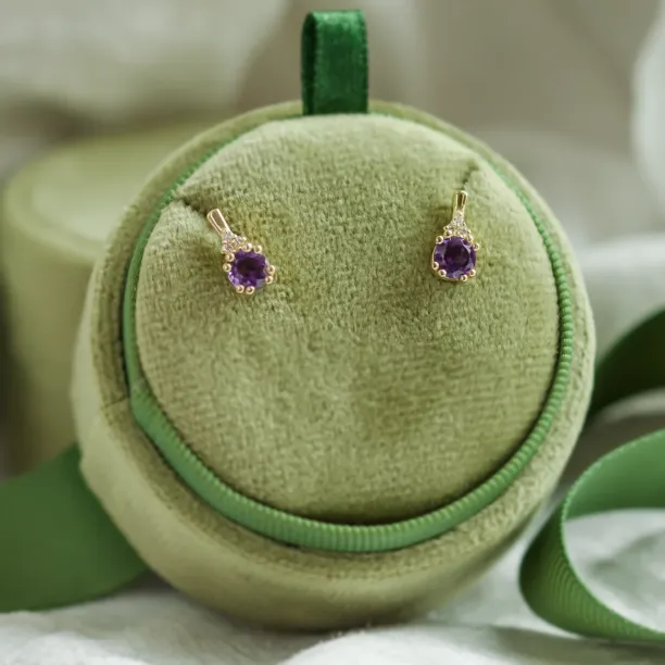 Zlaté náušnice s ametysty a diamanty CALLIE Image